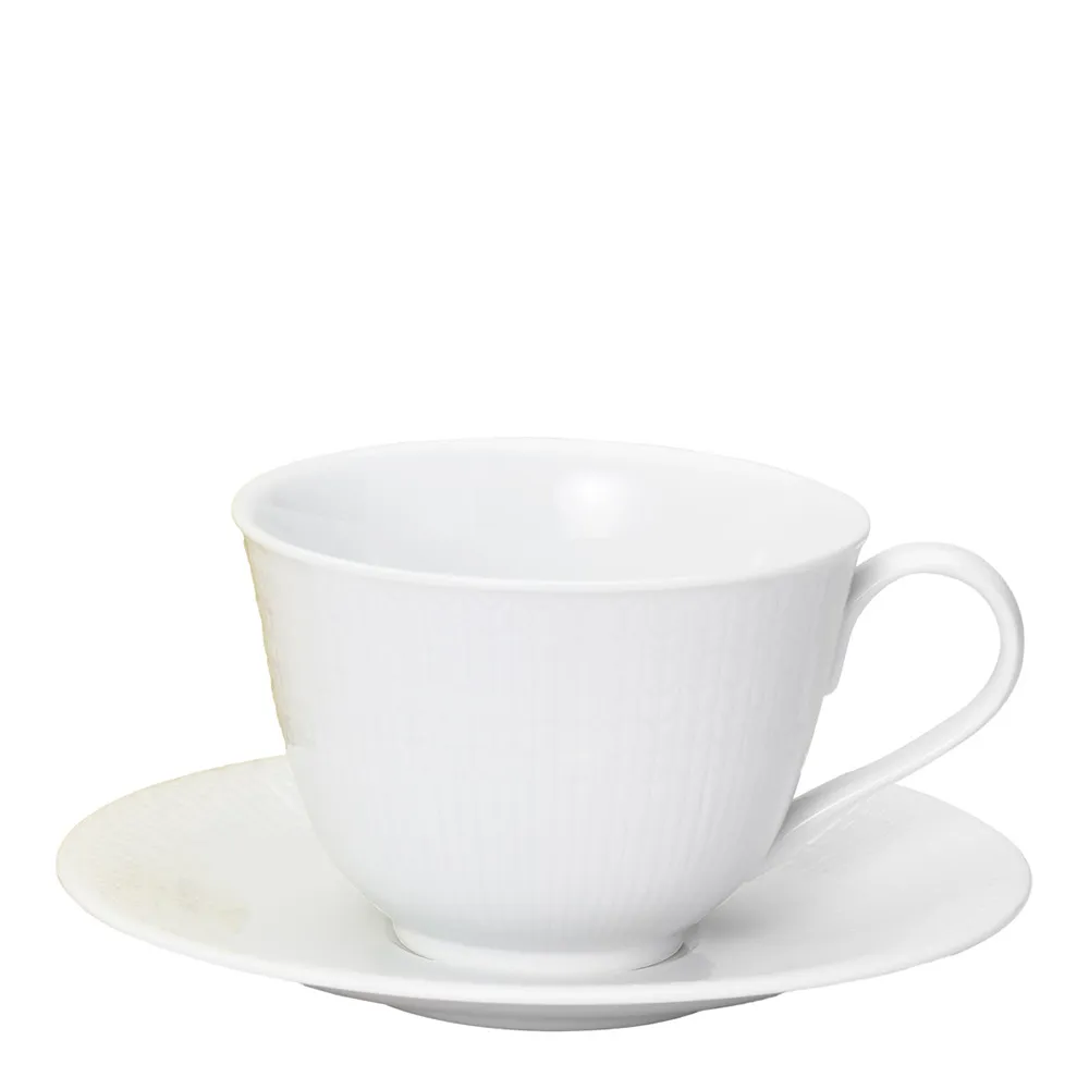 Rörstrand Swedish Grace tekopp med fat 45 cl i färgen Snö